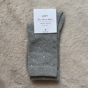LOFT Gray Embellished Crew Socks